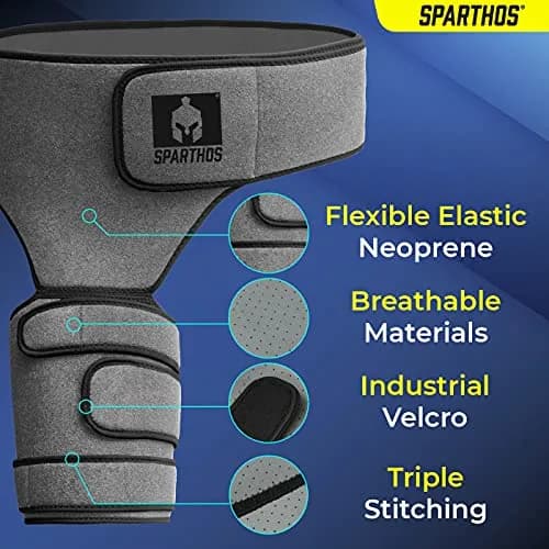 Sparthos Sciatica Brace Hip & Groin Compression Wrap for Left Leg - Gray/Black thumbnail 5