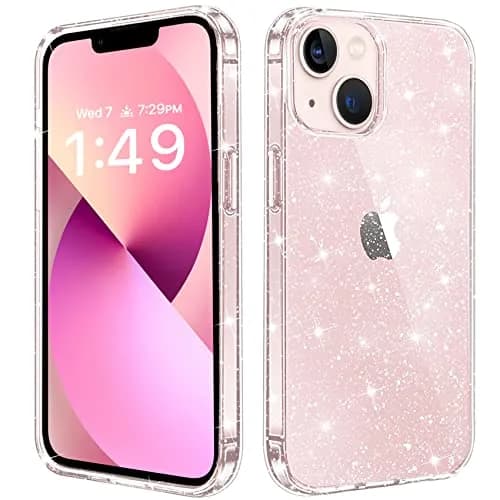JJGoo Compatible with iPhone 13 Case, Clear Glitter Soft TPU Shockproof Bumper Cover, Sparkle Bling Sparkly Slim Women Girls Phone Case for iPhone 13, 6.1inch thumbnail 1