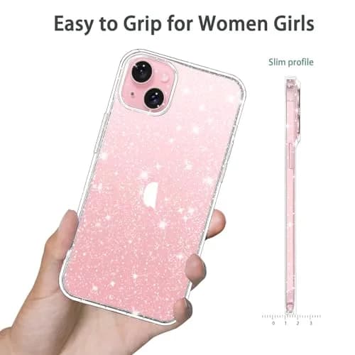JJGoo Compatible with iPhone 13 Case, Clear Glitter Soft TPU Shockproof Bumper Cover, Sparkle Bling Sparkly Slim Women Girls Phone Case for iPhone 13, 6.1inch thumbnail 4