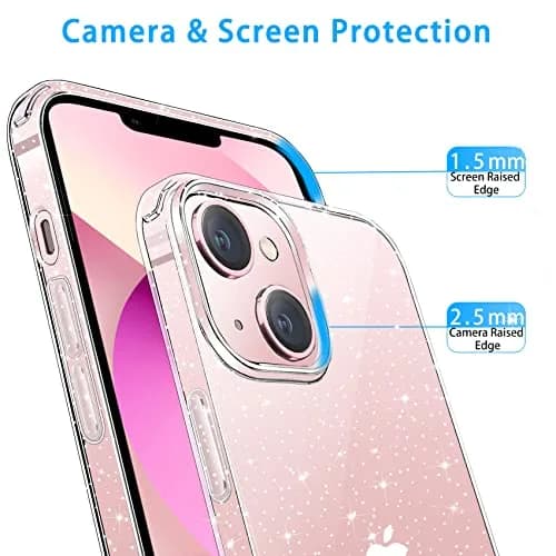 JJGoo Compatible with iPhone 13 Case, Clear Glitter Soft TPU Shockproof Bumper Cover, Sparkle Bling Sparkly Slim Women Girls Phone Case for iPhone 13, 6.1inch thumbnail 5