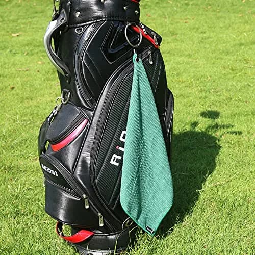 Handy Picks Microfiber Golf Towel 16" x 16" Dark Green | Waffle Pattern, Quick-Dry, Pocket Size thumbnail 4