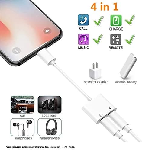 DESOFICON Dual Lightning Adapter Splitter 5 inches (12.7 cm) | Charge & Listen Simultaneously thumbnail 2