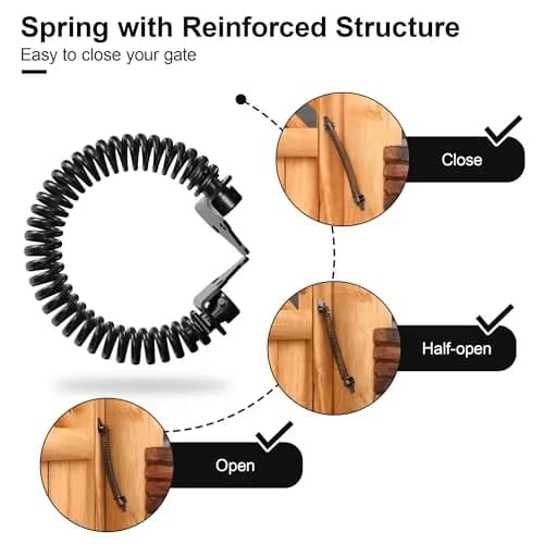 SKYSEN 14 Inch Black Self-Closing Fence Gate Spring | Heavy Duty Automatic Closure thumbnail 3