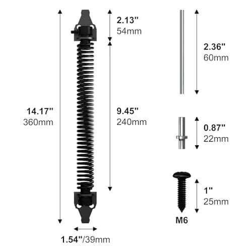SKYSEN 14 Inch Black Self-Closing Fence Gate Spring | Heavy Duty Automatic Closure thumbnail 4