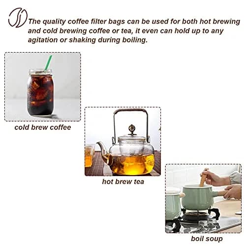 HRX Package Disposable Cold Brew Bags 8x12 inch (20x30cm) - 50 Count | Fine Mesh for Smooth Cold Brew Coffee & Tea thumbnail 5
