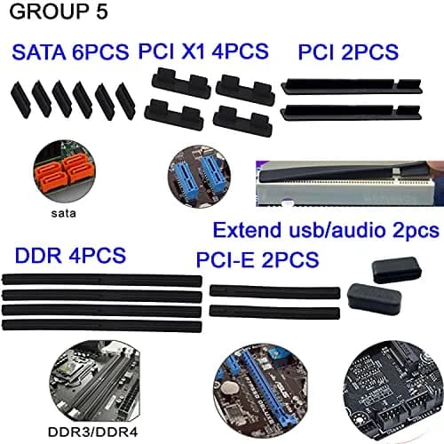 LampVPath Motherboard Anti-Dust Plugs Set | 20 PCS Silicone Port Covers for DDR, PCI, SATA, USB thumbnail 3