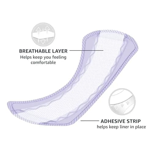 Amazon Basics Daily Pantiliner, Extra Long Length, Thin Feminine Pads for Women, Unscented, Leak Protection, Daily Use, 68 Count | Fragrance-Free thumbnail 4