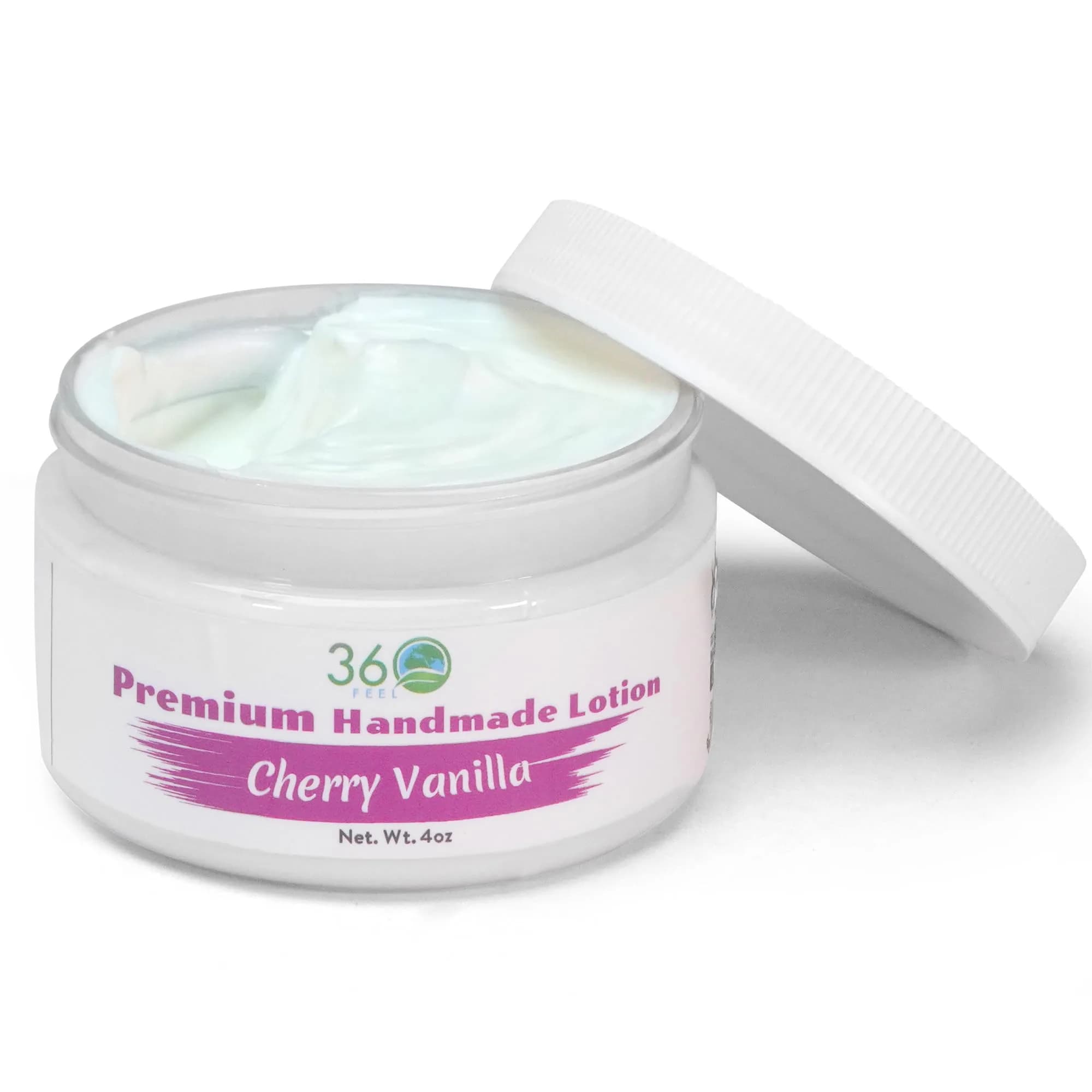 360Feel Lemon Coconut Body Lotion 4 Fl Oz | Hydrates with Coconut & Olive Oil, Plant-Based, Non-Greasy, Sensitive Skin, All Day Use — Cherry Vanilla