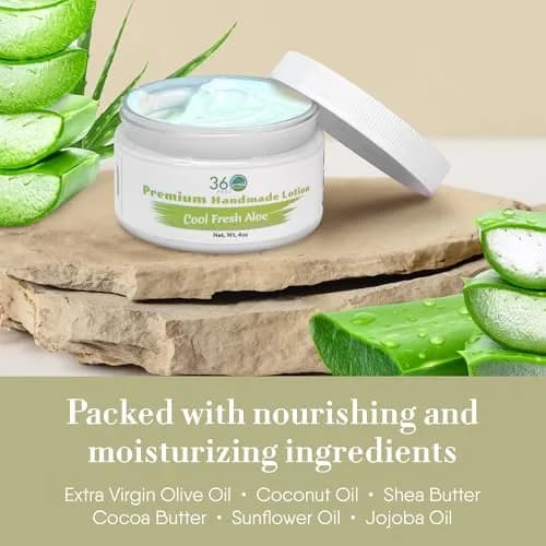 360Feel Aloe Body Lotion 4 Fl Oz | Hydrates with Coconut & Olive Oil, Non-Greasy, Sensitive Skin, All Day Use thumbnail 4