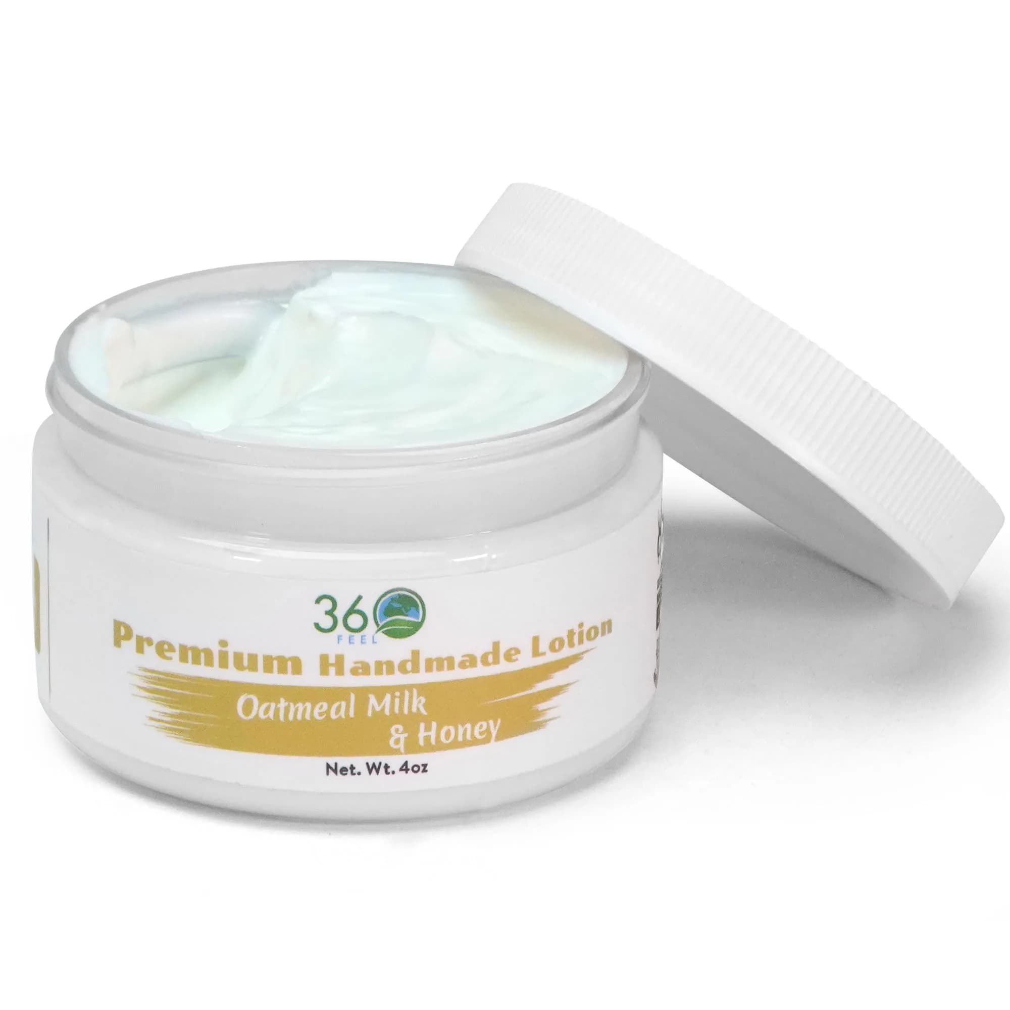 360Feel Lemon Coconut Body Lotion 4 Fl Oz | Hydrates with Coconut & Olive Oil, Plant-Based, Non-Greasy, Sensitive Skin, All Day Use — Oatmeal Milk & Honey