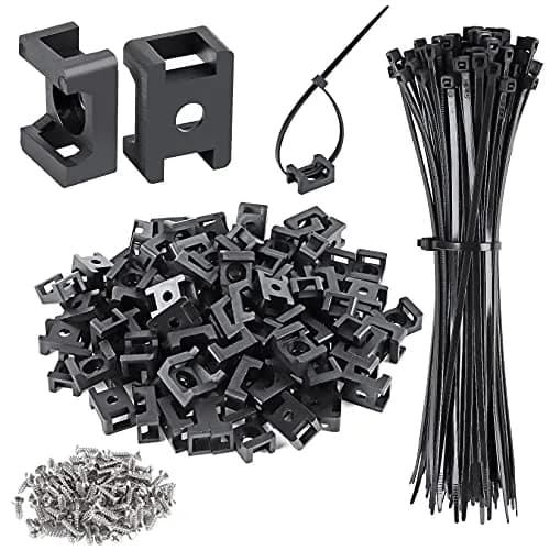 XHF Cable Zip Tie Saddle Mounts Base 8" Nylon Organizer Clamps Black | Heavy Duty & Indoor/Outdoor Use thumbnail 1