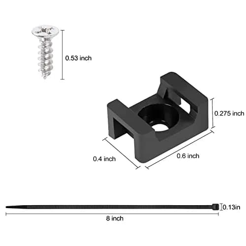 XHF Cable Zip Tie Saddle Mounts Base 8" Nylon Organizer Clamps Black | Heavy Duty & Indoor/Outdoor Use thumbnail 2