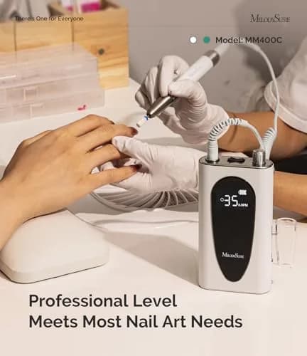 MelodySusie MM400C Cordless Nail Drill 35,000 RPM | 15+ Hour Battery Life, 400 gf·cm Torque, Low Heat & Vibration thumbnail 4