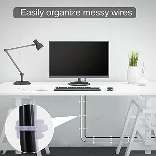 XHF White 100 pcs Cable Zip Tie Saddle Type Mounts Base with 8" Cable Ties | Durable Nylon Organizer thumbnail 6