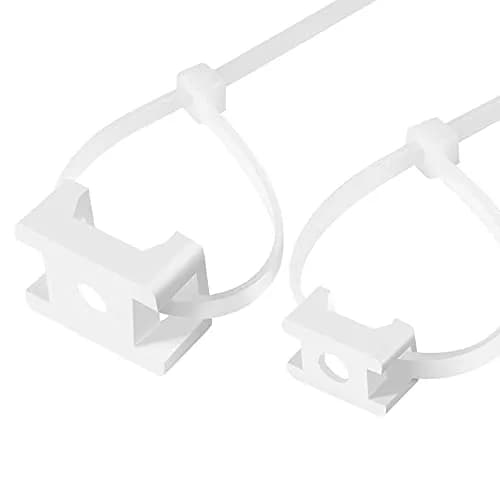 XHF White 100 pcs Cable Zip Tie Saddle Type Mounts Base with 8" Cable Ties | Durable Nylon Organizer thumbnail 3