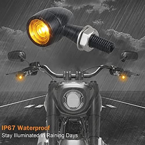 QUASCO Mini LED Motorcycle Turn Signal Lights with 8mm Mounting Bolt | Amber Light, Universal Fit for 12V DC Systems thumbnail 5