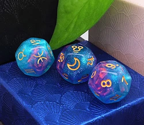 CREEBUY Astrology Dice 3 Pieces | Polyhedral Constellation Divination Astro Dice Large thumbnail 5