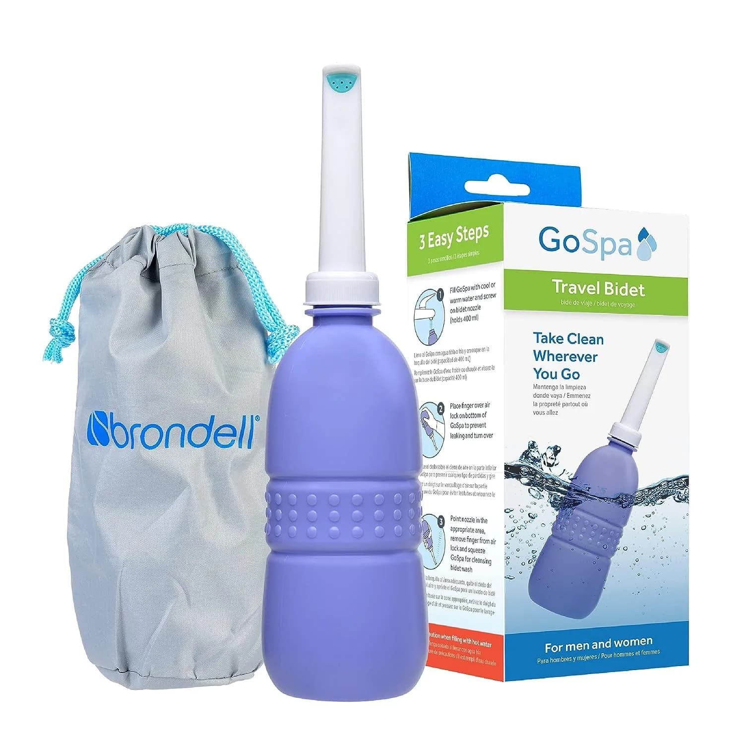 Brondell GoSpa Travel Bidet GS-70 400ml (13.5 Fl Oz) | Portable Peri Bottle for Postpartum & Perineal Care