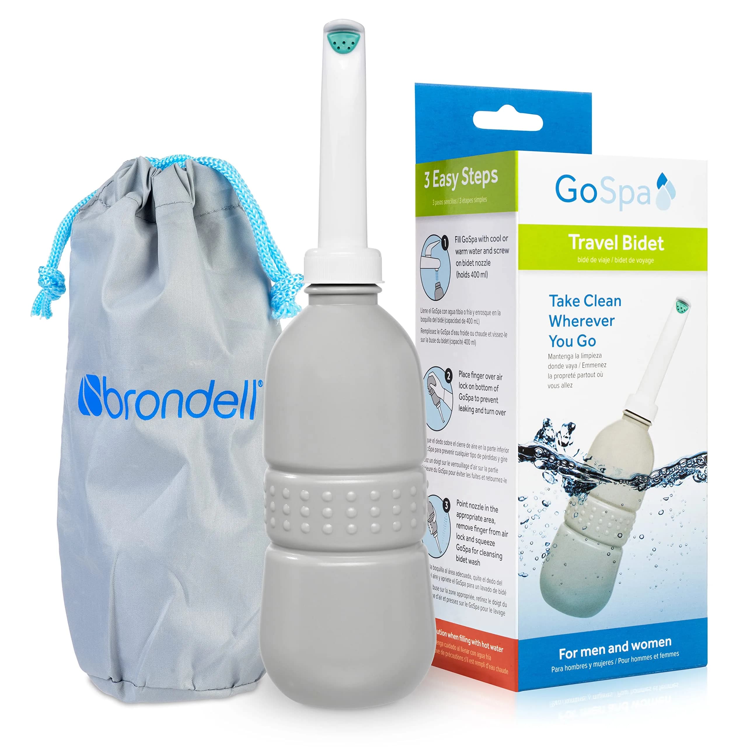 Brondell GoSpa Travel Bidet GS-70 Portable Peri Bottle 400ml (13.5 Fl Oz) | Postpartum & Perineal Care