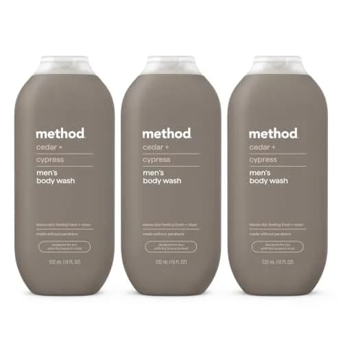method Men’s Body Wash Cedar + Cypress 510ml (18 fl oz) 3-Pack | Gentle Daily Cleanse for All Skin Types thumbnail 1