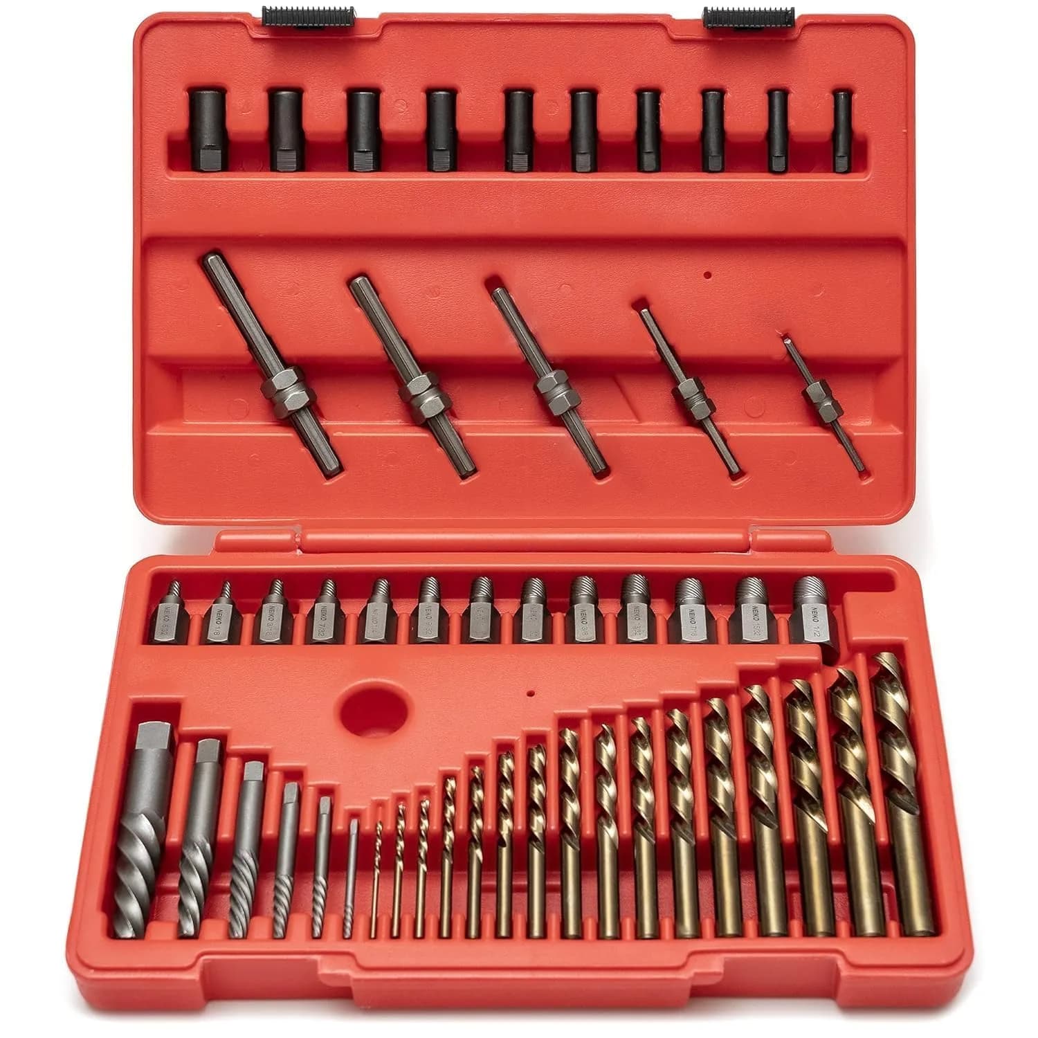 NEIKO 55-Piece Master Screw Extractor Set | 5/64" to 1/2" Multi Spline, Spiral, Nut Extractors | Stripped Screws, Studs, Fittings Extraction - main product image