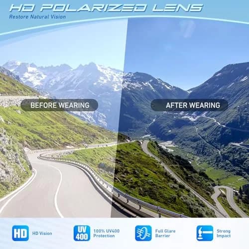 LINVO Polarized Sports Sunglasses Men Women UV400 Protection Wrap Around Goggles (62mm Lens, Black Frame) thumbnail 4
