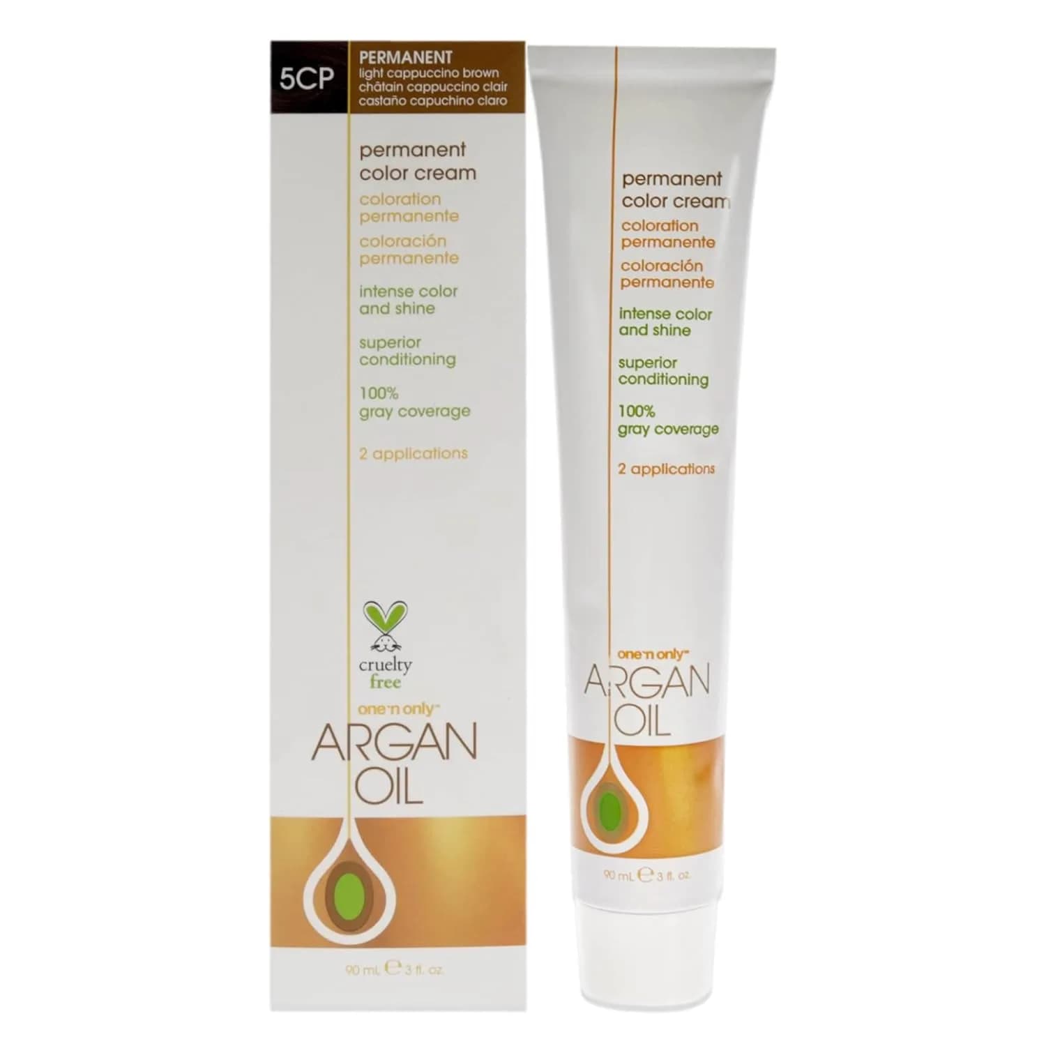 One 'N Only Permanent Hair Color & Dye, 5CP Light Cappuccino Brown, 3 oz | Rich, True Tones with Argan Oil (120 chars) - main product image