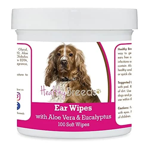 Healthy Breeds Ear Wipes for Dogs 100 Count | Aloe & Eucalyptus, Alcohol-Free, Made in USA thumbnail 1