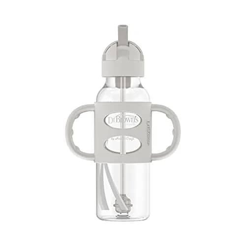 Dr. Brown's Narrow Sippy Straw Bottle with Handles, Gray & Pink, 2-Pack | Baby Bottle Transition Aid for 6m+ thumbnail 9