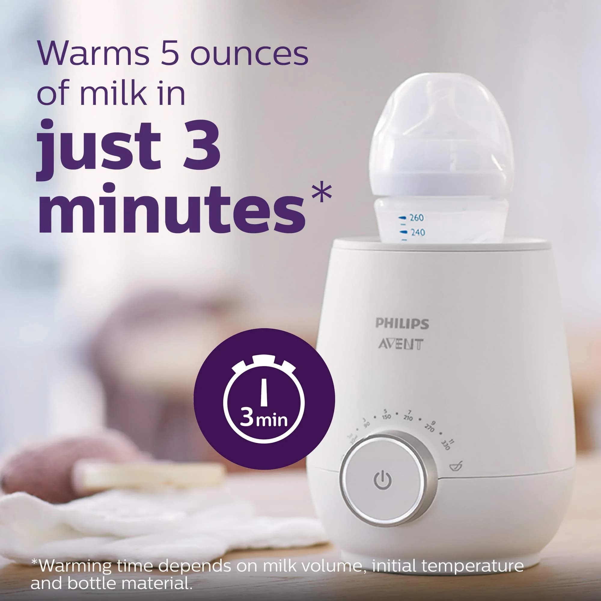 Philips Avent Warming Bundle with Anti-Colic Baby Bottle 4oz | Fast, Safe Milk Warming for Newborns