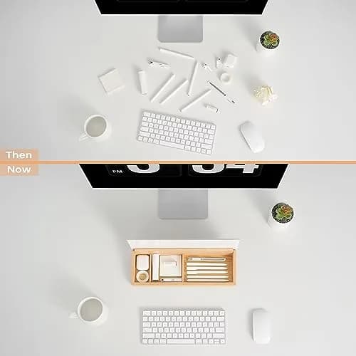 YEOUX Glass Desktop Whiteboard with Wood Organizer 35.6 x 12.3 cm (14 x 4.85 in) | Dry Erase Board for Desk Accessories thumbnail 6