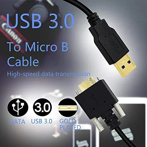 GINTOOYUN 3M USB 3.0 A Male to Micro B Male Cable with Locking Screws for Hard Drive, Smartphone, Tablet and PC thumbnail 3