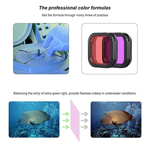 YALLSAME 2-Pack Snorkel Lens Filter Set for GoPro Hero 12 11 10 9 Black | Underwater Color Correction Filters thumbnail 5