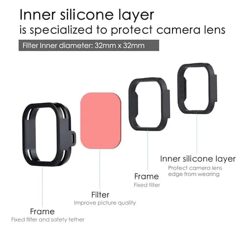 YALLSAME 2-Pack Snorkel Lens Filter Set for GoPro Hero 12 11 10 9 Black | Underwater Color Correction Filters thumbnail 3