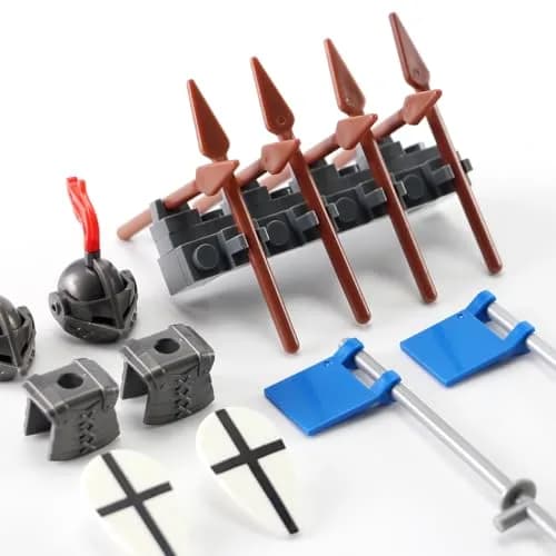 Feleph Medieval Weapons Pack for Knight Figures 69 Pieces | Educational Toy Block Kit Compatible with Major Brands thumbnail 3