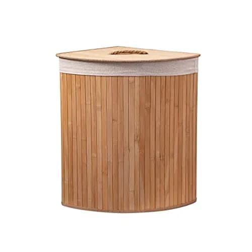 Eco Bath London Bamboo Laundry Basket with Lid - 55 Liters | Triangle Corner Design, Eco-Friendly, Removable Washable Lining thumbnail 1