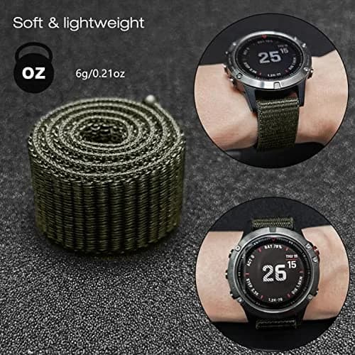 Abanen 22mm Woven Nylon Watch Band for Garmin Fenix 8/epix Pro/Fenix 7/6/5 47mm, Instinct 3 45mm | Quick Dry Sport Wristband Strap thumbnail 5