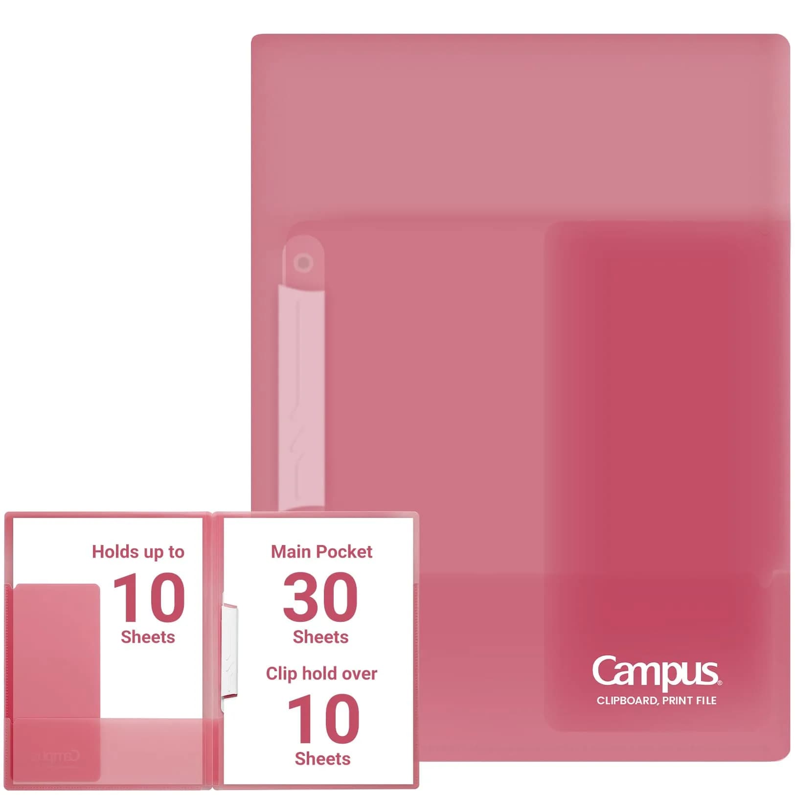 KOKUYO Campus Easy to Review Print File Folder with Pockets, US Letter & A4 Size, Pink | Heavy Duty Dual-Purpose Clip & Pocket Design - main product image