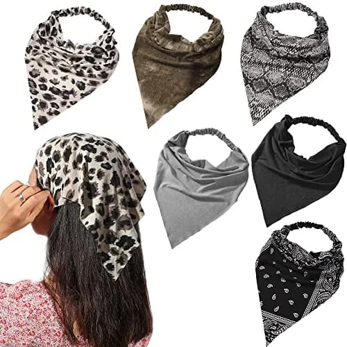 Vercret Chiffon Hair Scarf Headband 6-Pack | Boho Floral Print Elastic Bandana Headbands for Women & Girls thumbnail 1
