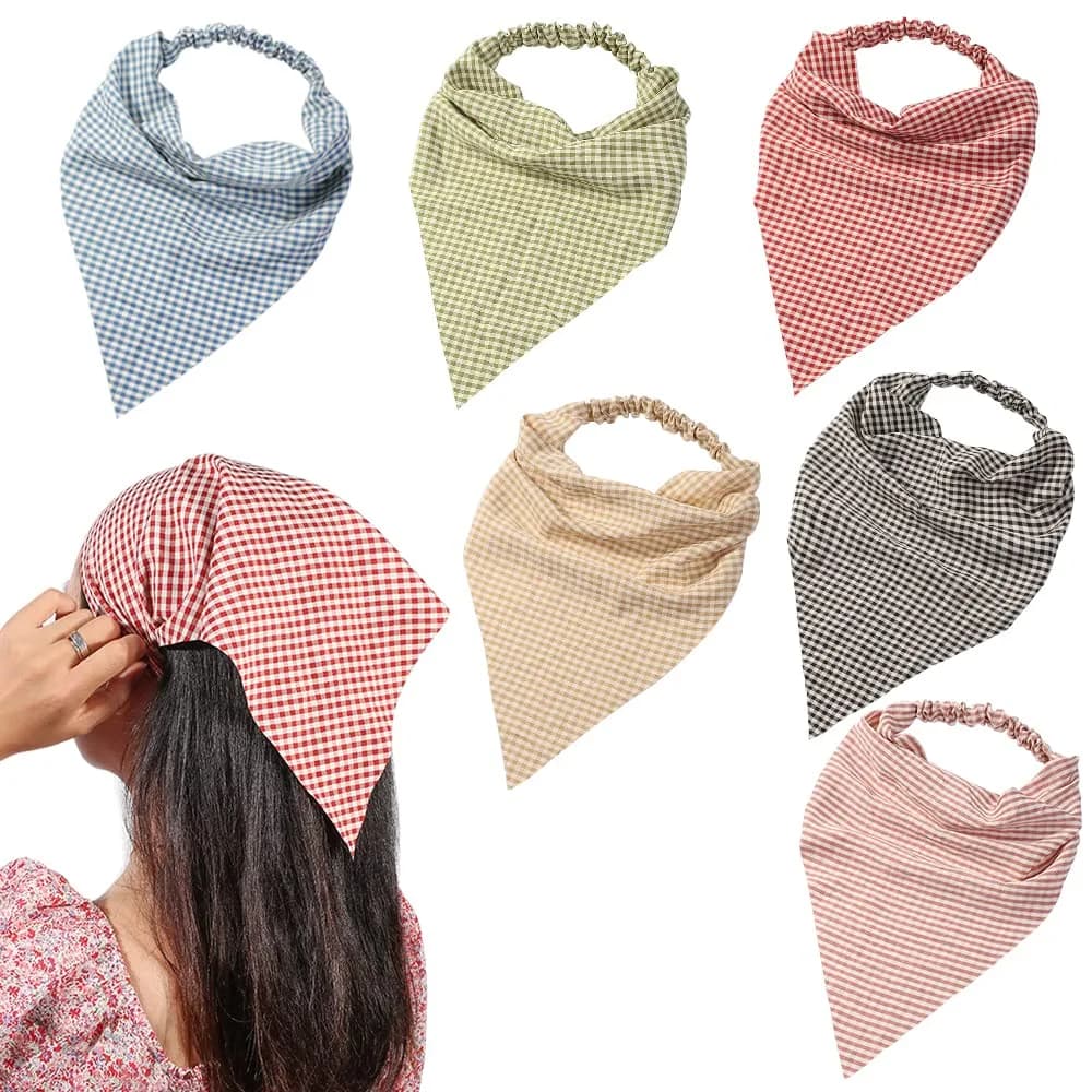 Vercret Gingham Hair Scarf Headband for Women, 6-Pack | Classic Floral Patterns