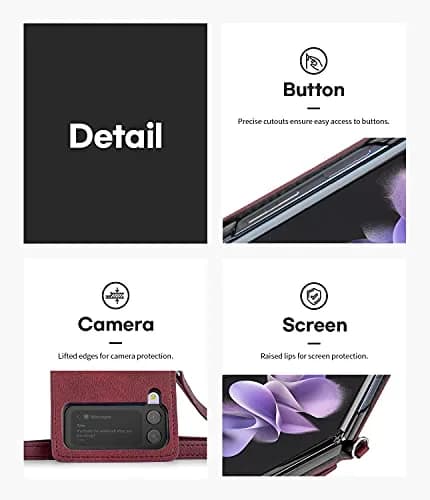 GOOSPERY Detachable Wallet Case for Samsung Galaxy Z Flip 3, Burgundy | 2 Card Pocket, Cross-Body Strap, Earbud Holder thumbnail 7