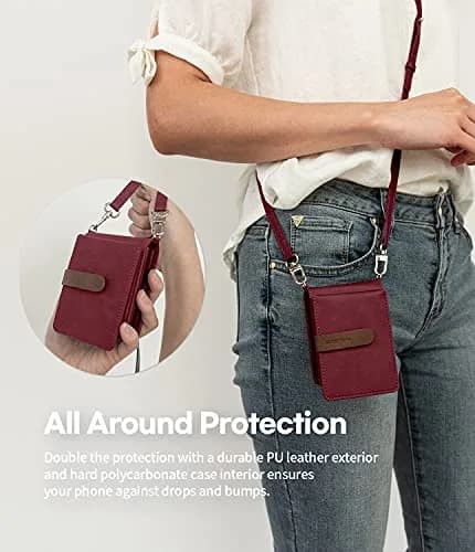 GOOSPERY Detachable Wallet Case for Samsung Galaxy Z Flip 3, Burgundy | 2 Card Pocket, Cross-Body Strap, Earbud Holder thumbnail 8