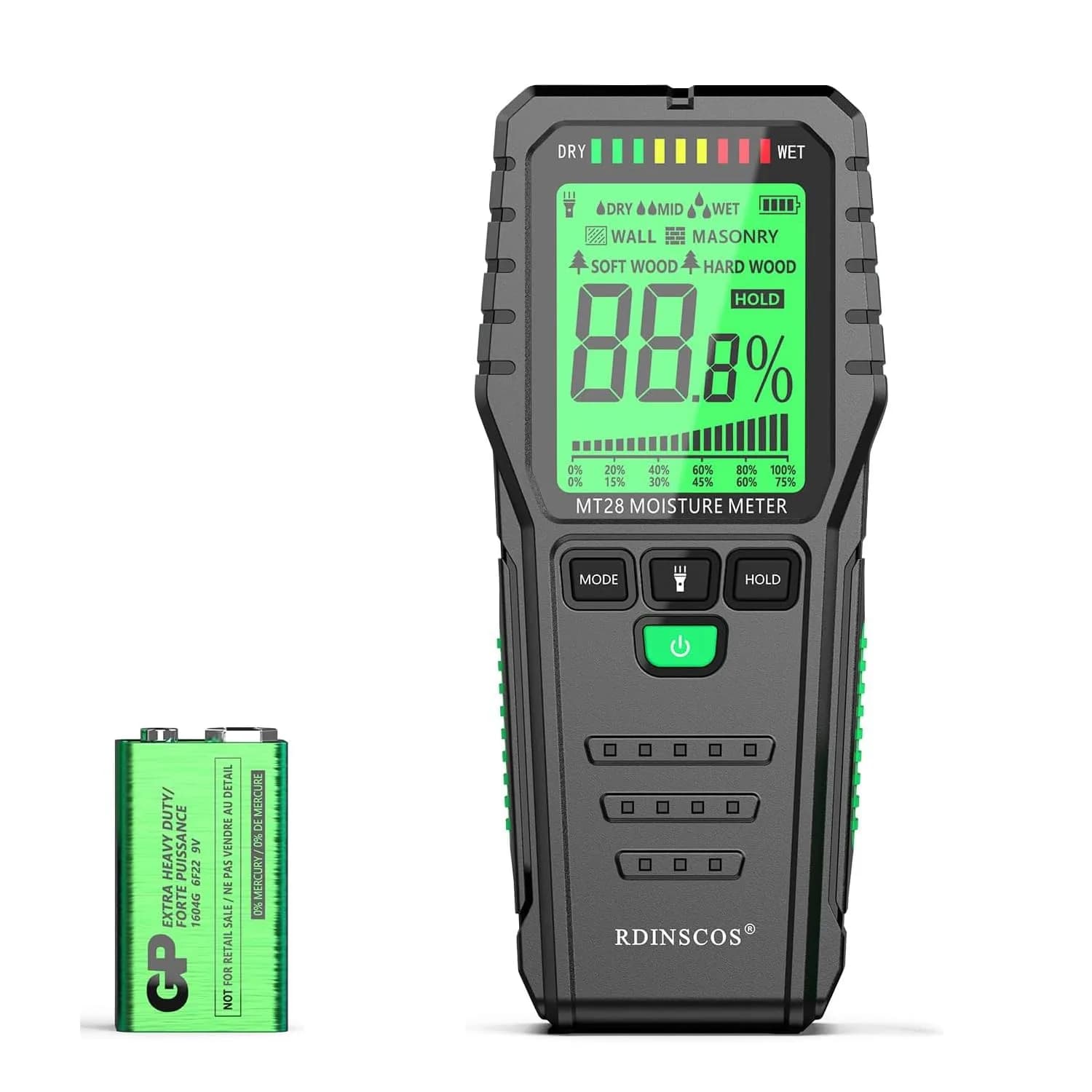 RDINSCOS Pinless Moisture Meter for Walls & Floors | 19mm Deep Detection — MT28