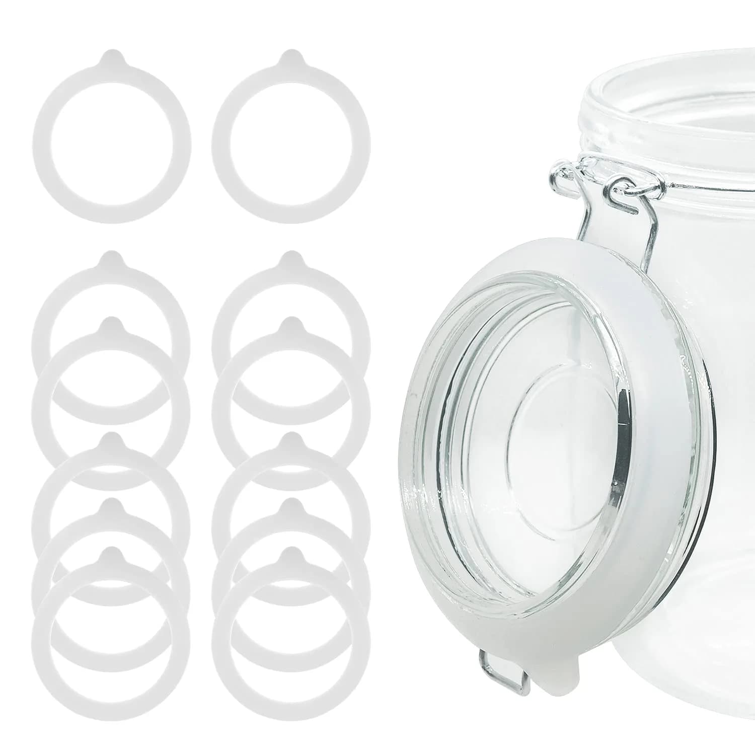 FCENDS White Silicone Jar Sealing Rings for Wide Mouth Mason Jars | Airtight & Leakproof Replacement Gaskets (12-Pack) - main product image