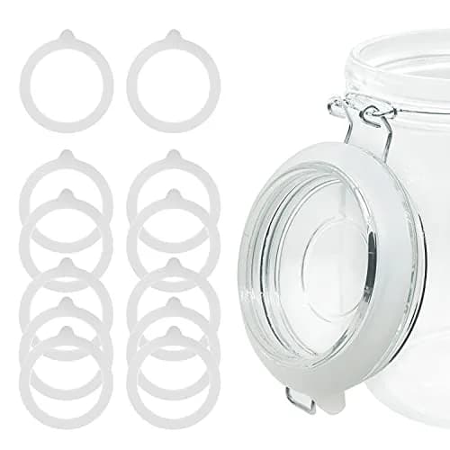 FCENDS White Silicone Jar Sealing Rings for Wide Mouth Mason Jars | Airtight & Leakproof Replacement Gaskets (12-Pack) thumbnail 1