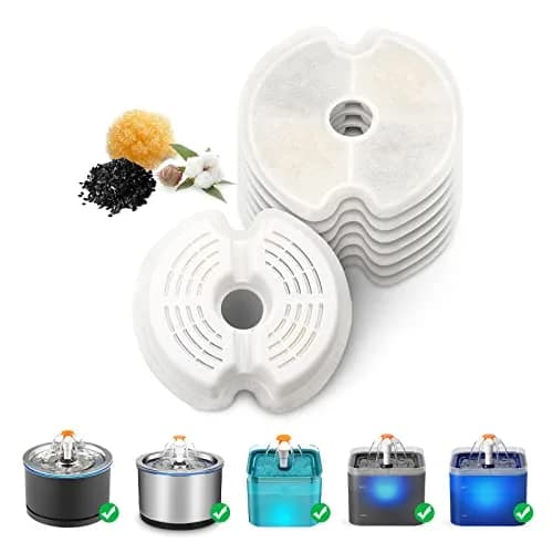 NautyPaws Cat Water Fountain Filters, 8 Packs Replacement Carbon Filters for Stainless Steel Pet Fountain thumbnail 1