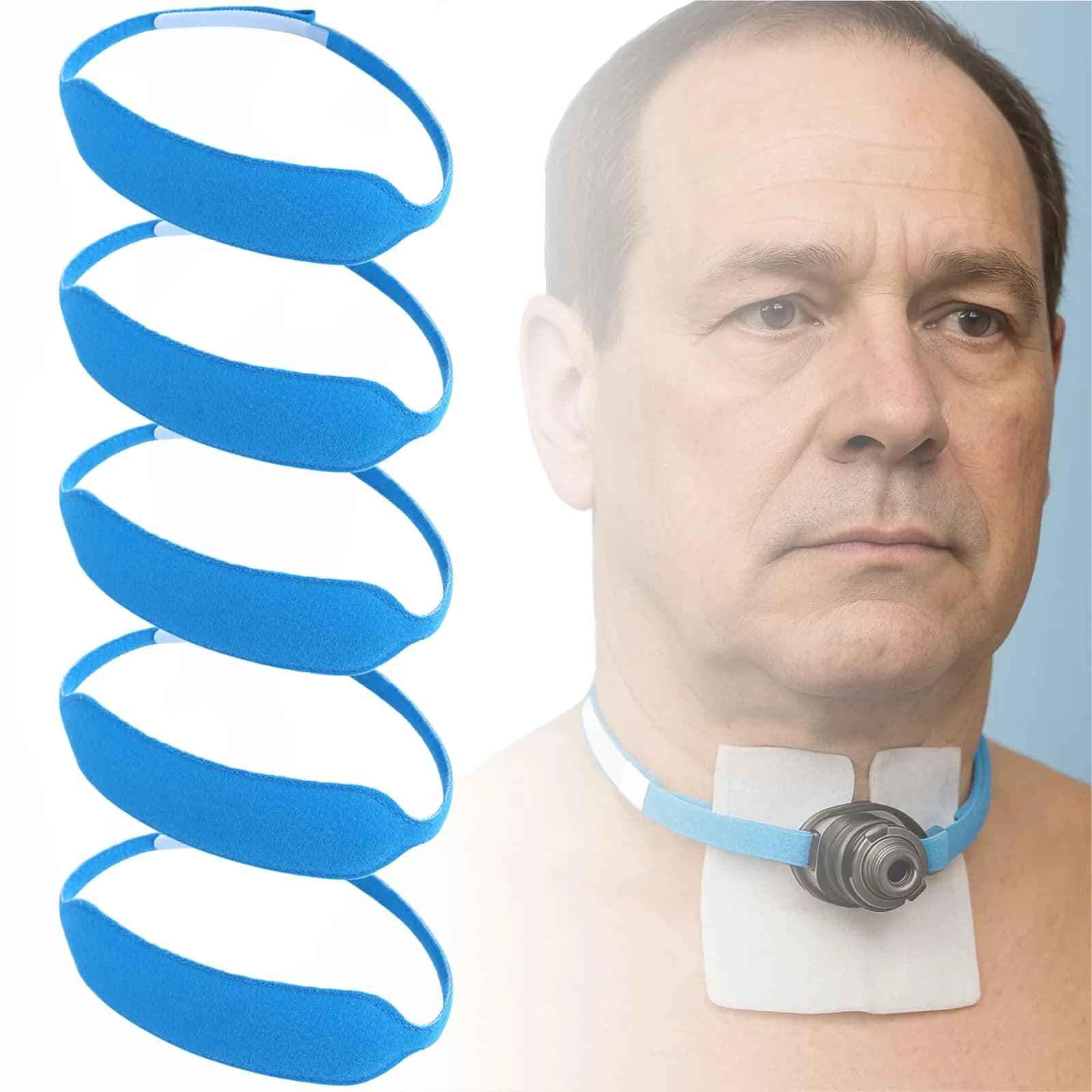 EDWERD Tracheostomy Tube Holder Belt Disposable Trach Ties Neckband for Laryngectomy, Individually Packaged, 5 Pcs | Secure & Adjustable - main product image