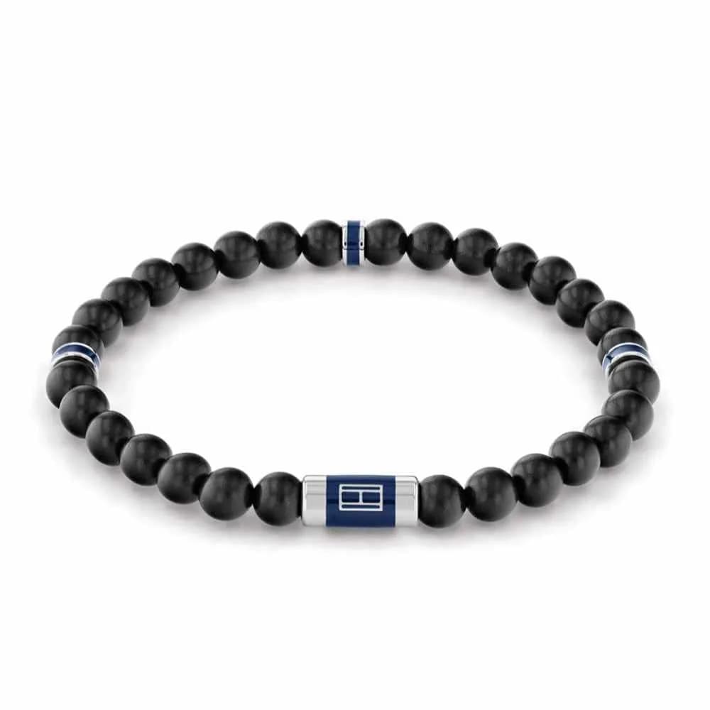 Tommy Hilfiger Men's Jewelry Wood Beaded Bracelet Black | Trendy Casual Accessory - main product image