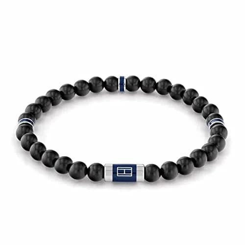 Tommy Hilfiger Men's Jewelry Wood Beaded Bracelet Black | Trendy Casual Accessory thumbnail 1