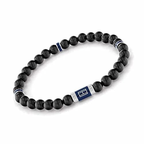 Tommy Hilfiger Men's Jewelry Wood Beaded Bracelet Black | Trendy Casual Accessory thumbnail 2